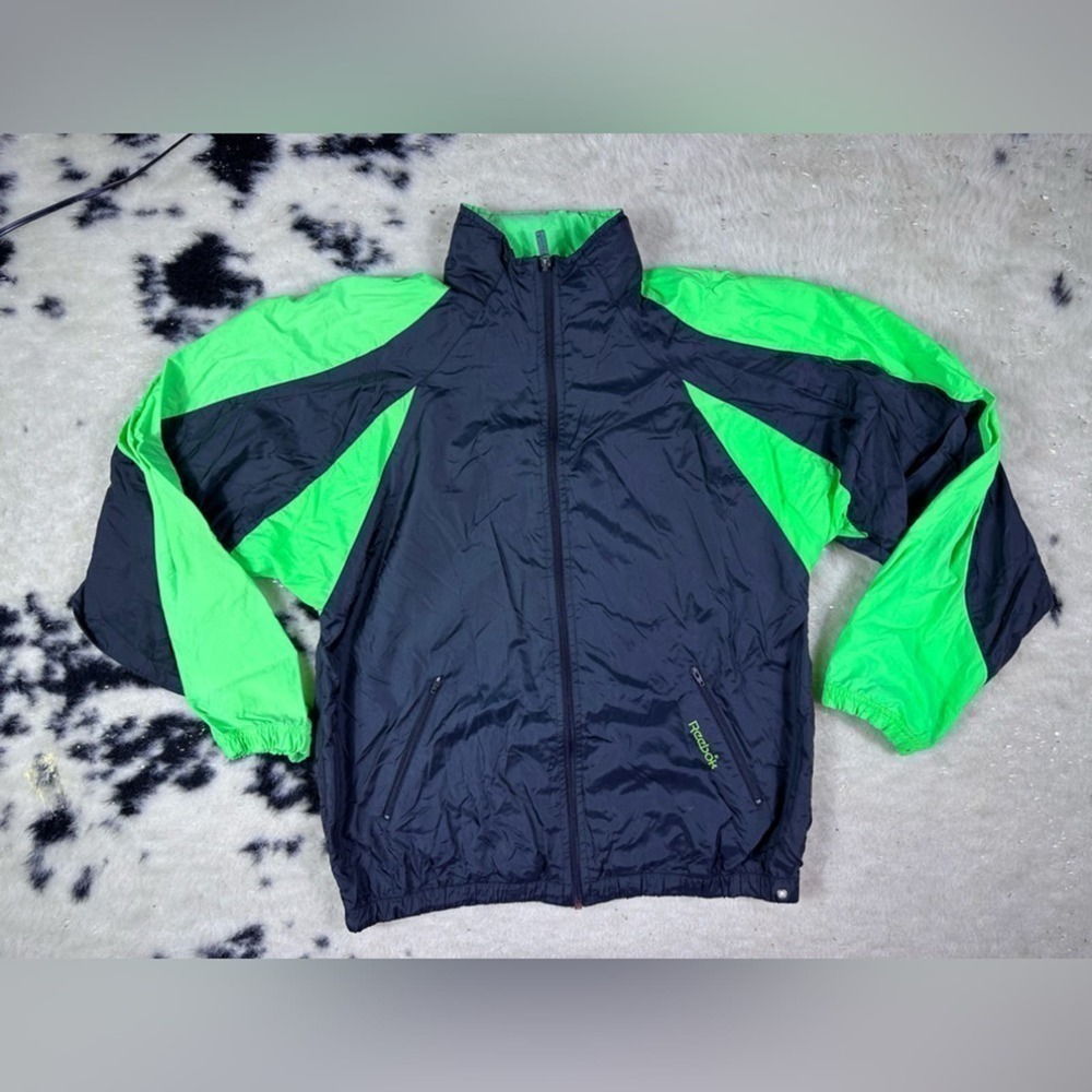 Reebok Sport Men’s Green and Black Hooded Windbreaker Size Small